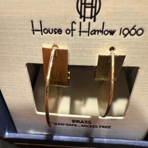 House of Harlow 1960 Brass Hoop Earrings